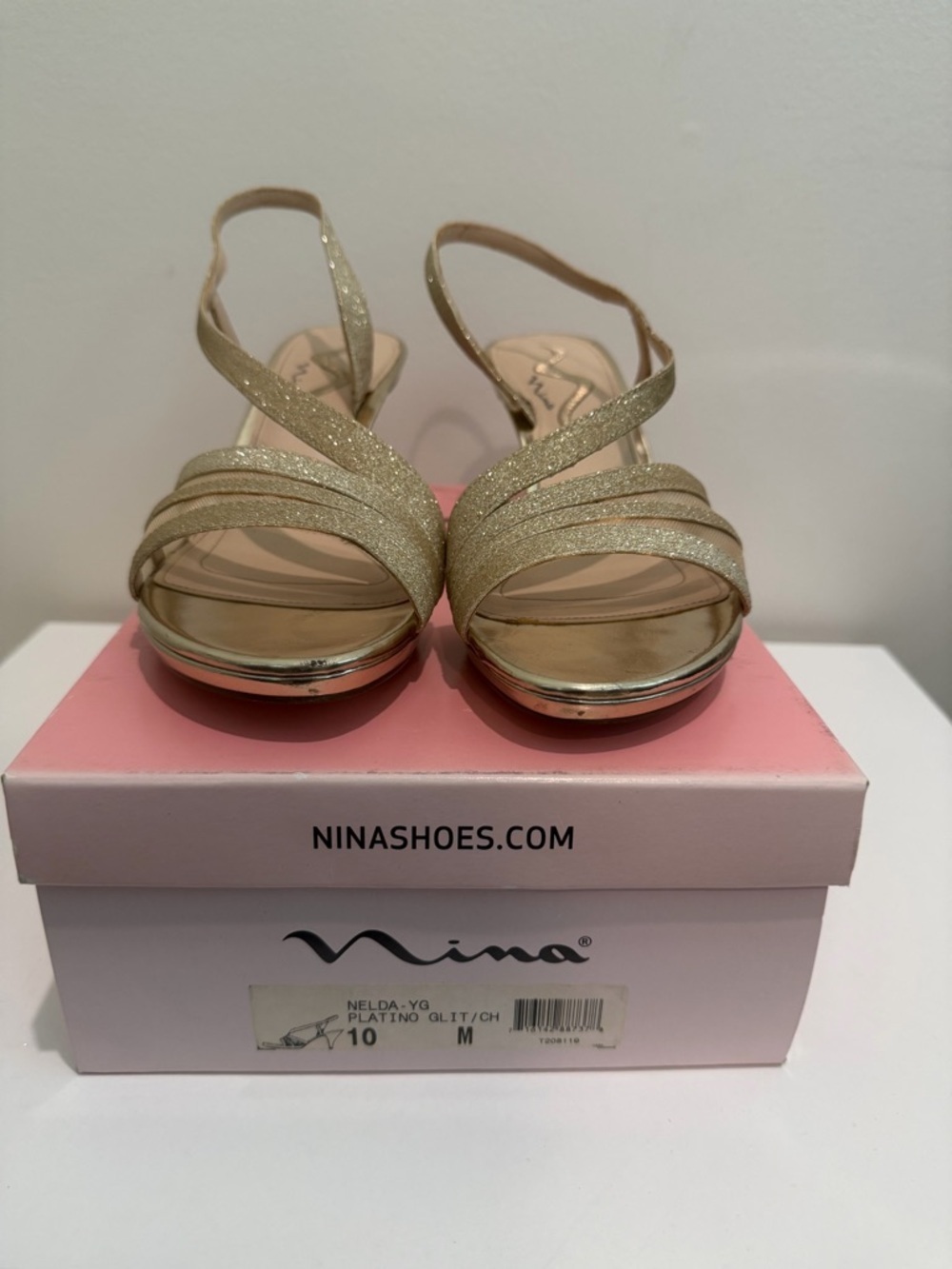 Nina Gold Glitter Slingback Heels